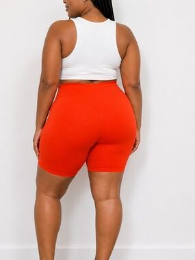 Orange High Waist Biker Shorts Women’s Size Large Soft Stretch